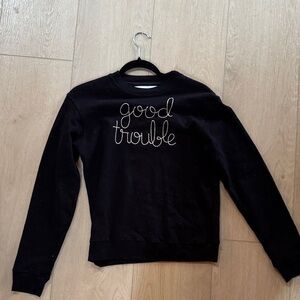 Lingua Franca x Stateside Collab Women’s Black 'Good Trouble' Cotton Sweatshirt